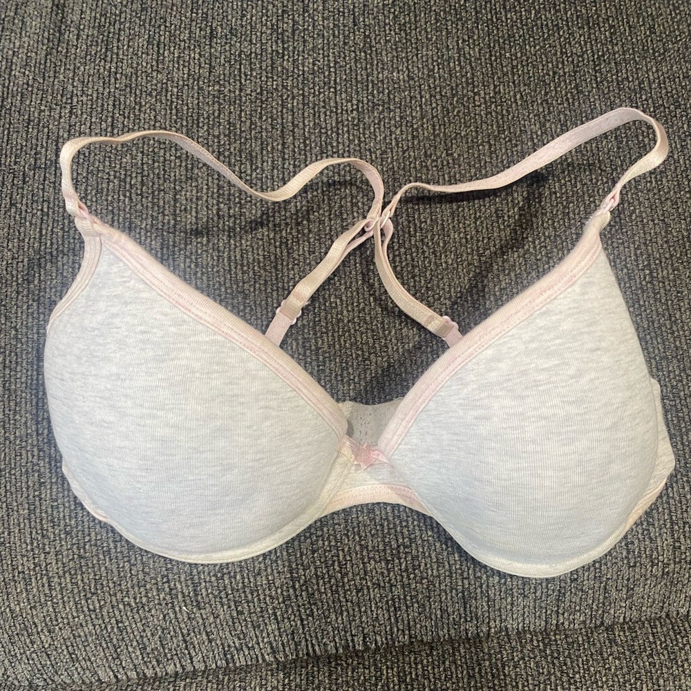 Aerie Grey and Pink Hannah Bra